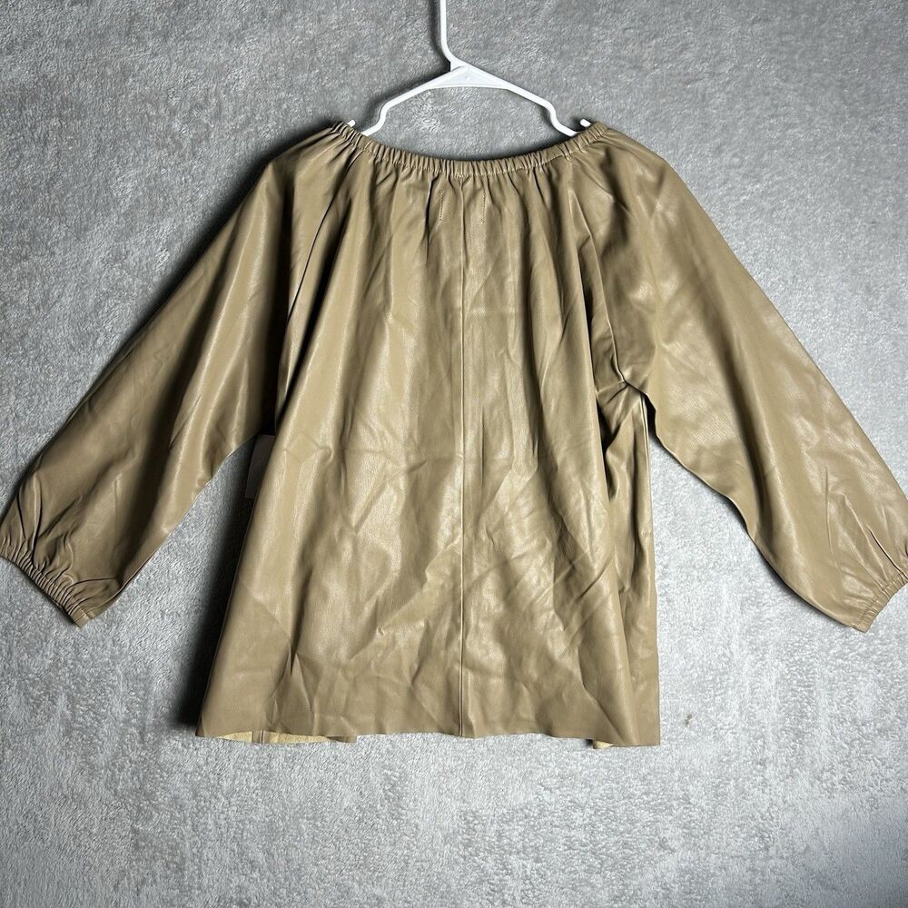 Dolce Cabo PU Women's Size XL Brown Top Blouse Short Sleeve NWT - Picture 8 of 9
